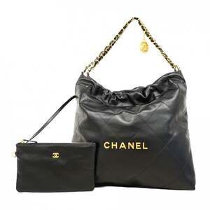 Chanel Shoulder Bag Chain 22 Calfskin Black Women's